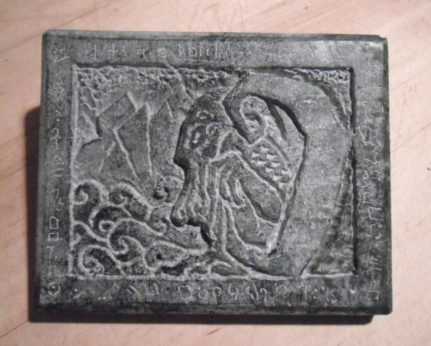 Bellerophon Cthulhu soapstone bas relief